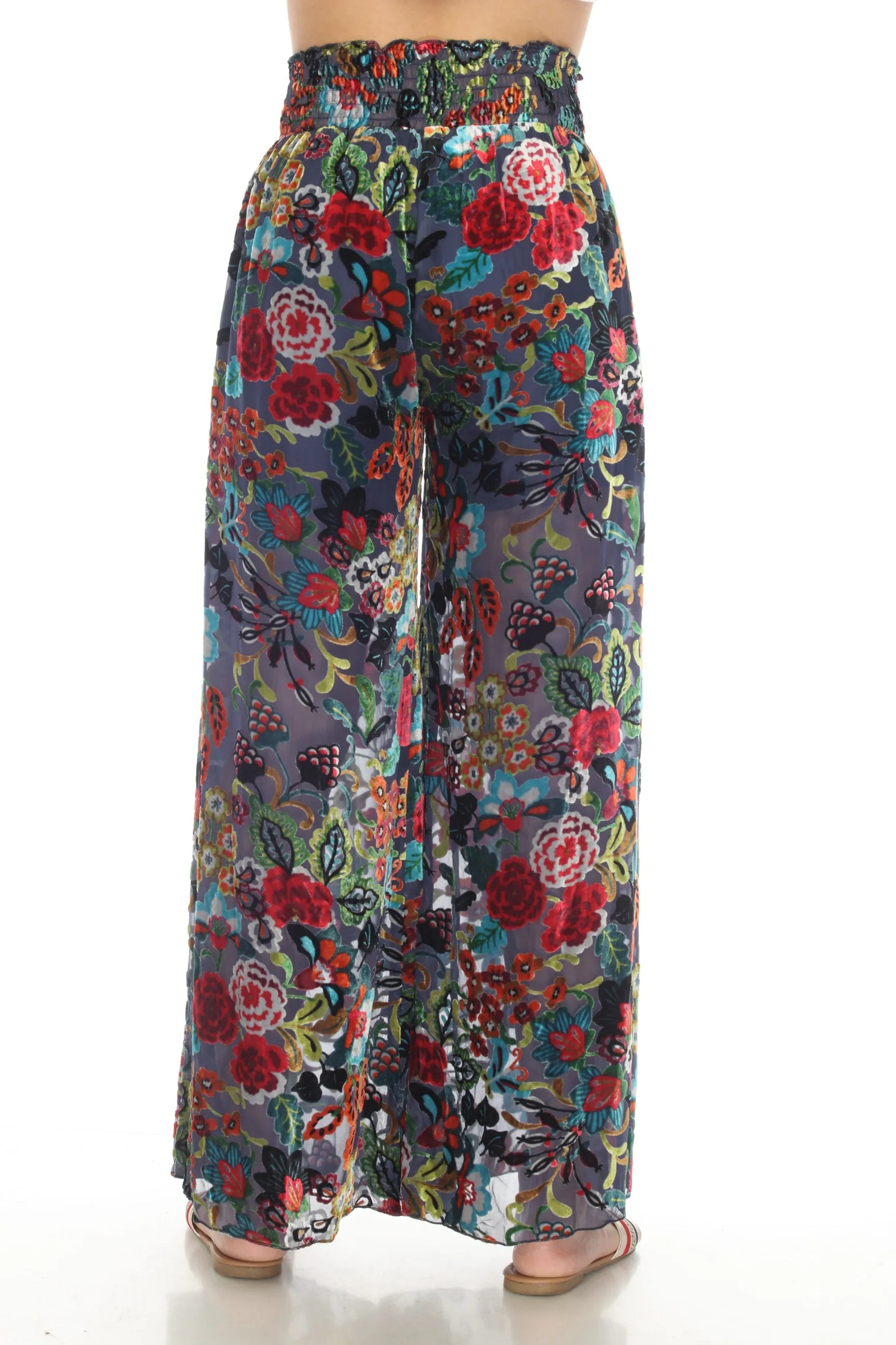 Johnny Was Minto Burnout Velvet Floral Rachel Palazzo Pants Boho Chic C63023AO