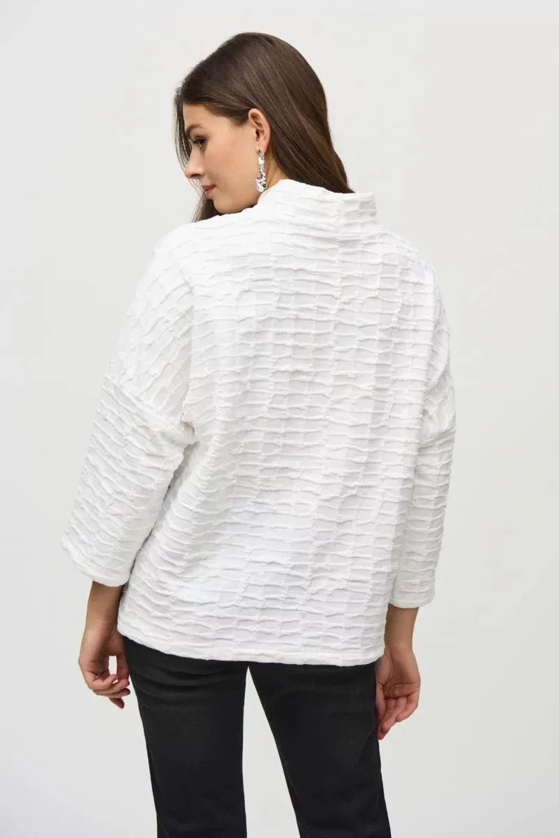 Joseph Ribkoff Off-White Jacquard Sweater Knit Boxy Top Style 244104