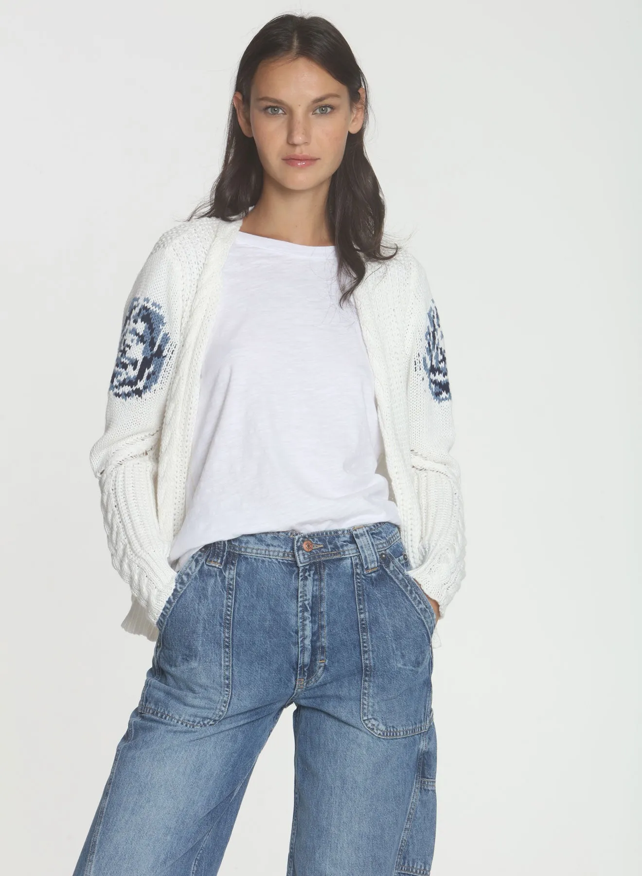 Kendra Cable Cardigan - White