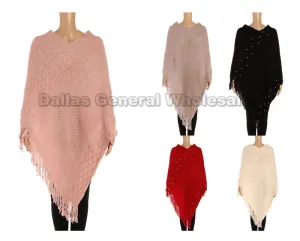 Ladies Trendy Knitted Pearl Ponchos Wholesale