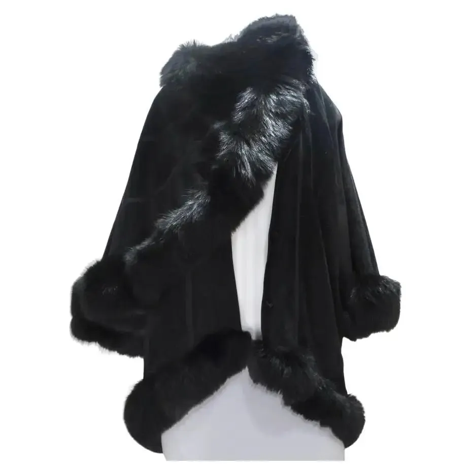 Lady Napoleon Black Fur Poncho Jacket