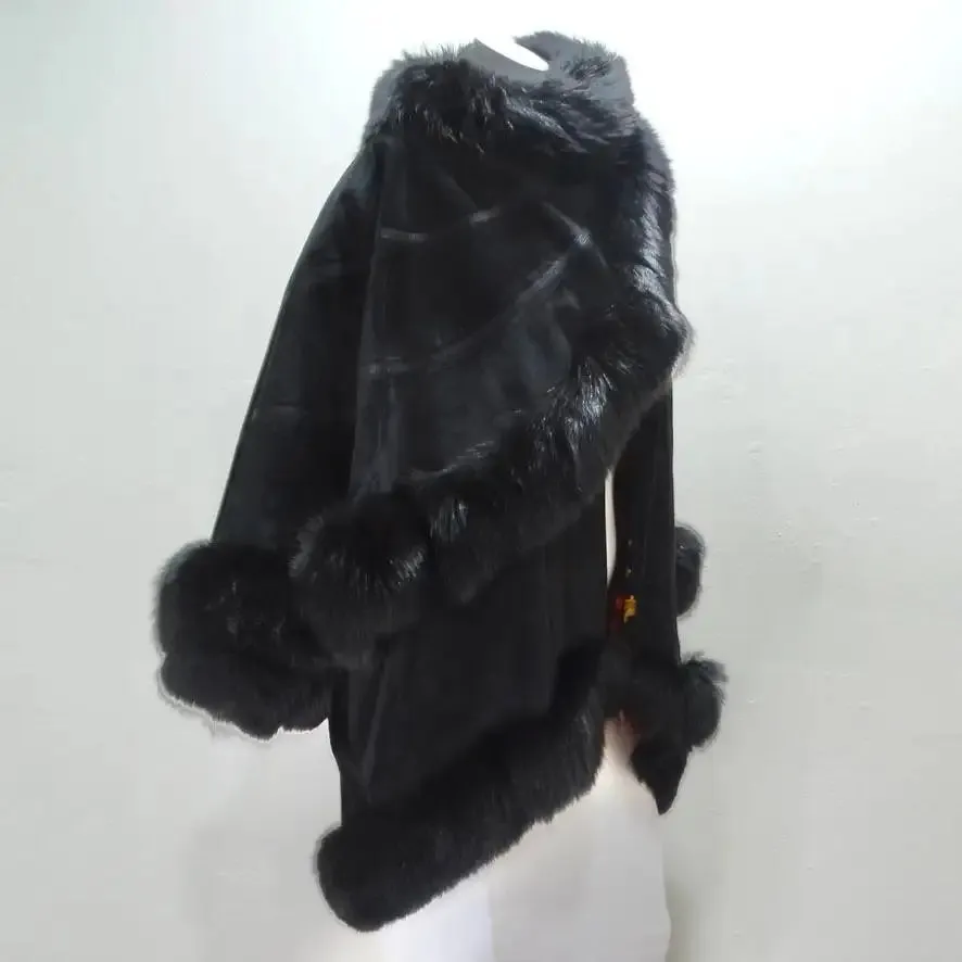 Lady Napoleon Black Fur Poncho Jacket