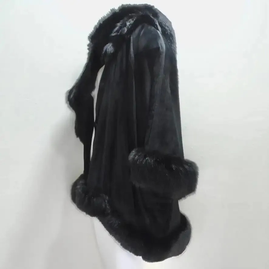 Lady Napoleon Black Fur Poncho Jacket