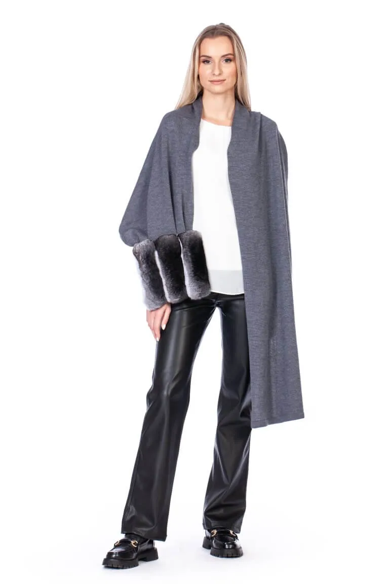 Light Grey Chinchilla Fur Cashmere Scarf