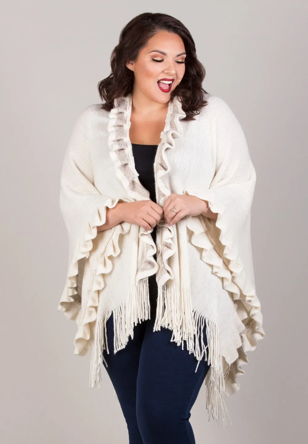 Luxurious Ruffle Poncho