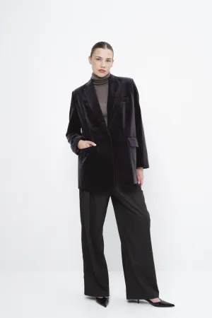 MADAGASCAR feather-trimmed cotton-velvet blazer