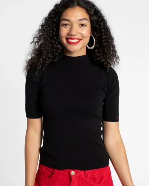 Marie Merino Mock Neck Black