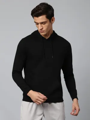 Men's Black Regular Fit Winterwear Hoodie