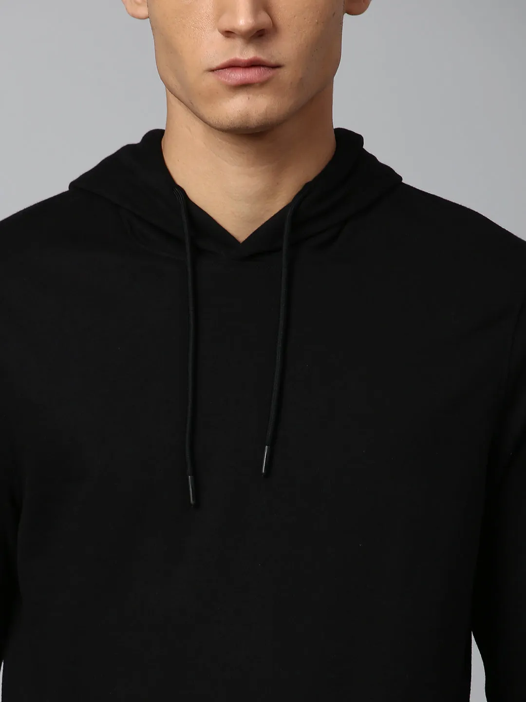 Men's Black Regular Fit Winterwear Hoodie