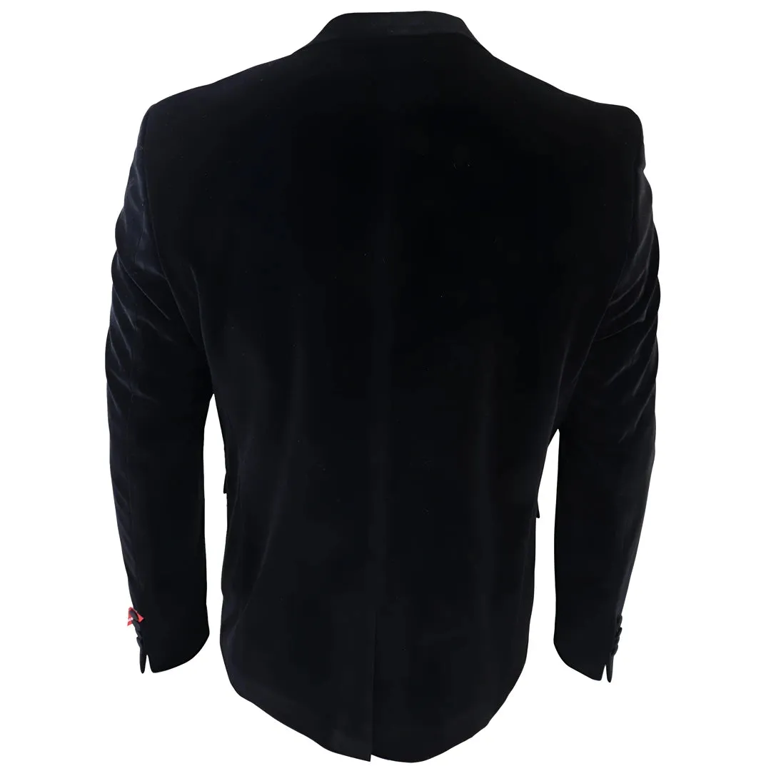 Men's Black Velvet Tux Blazer Satin Lapels Dinner Wedding Prom Black Tie