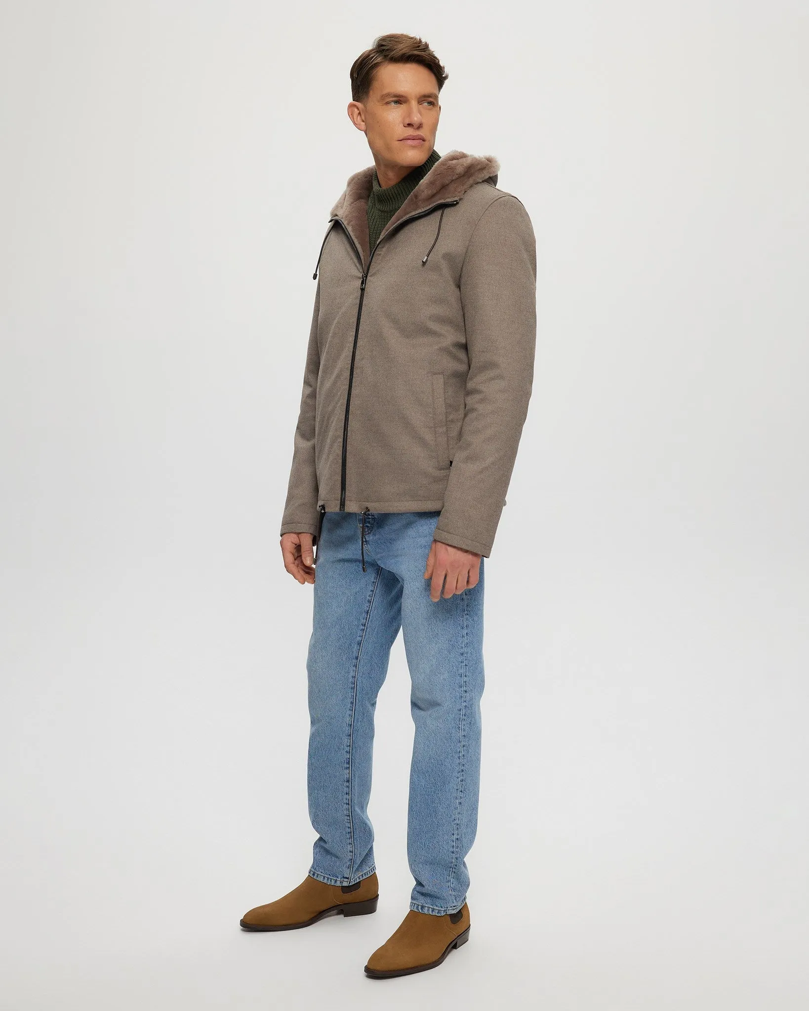 Men's Fabric Parka with Select Shearling Lamb Lining