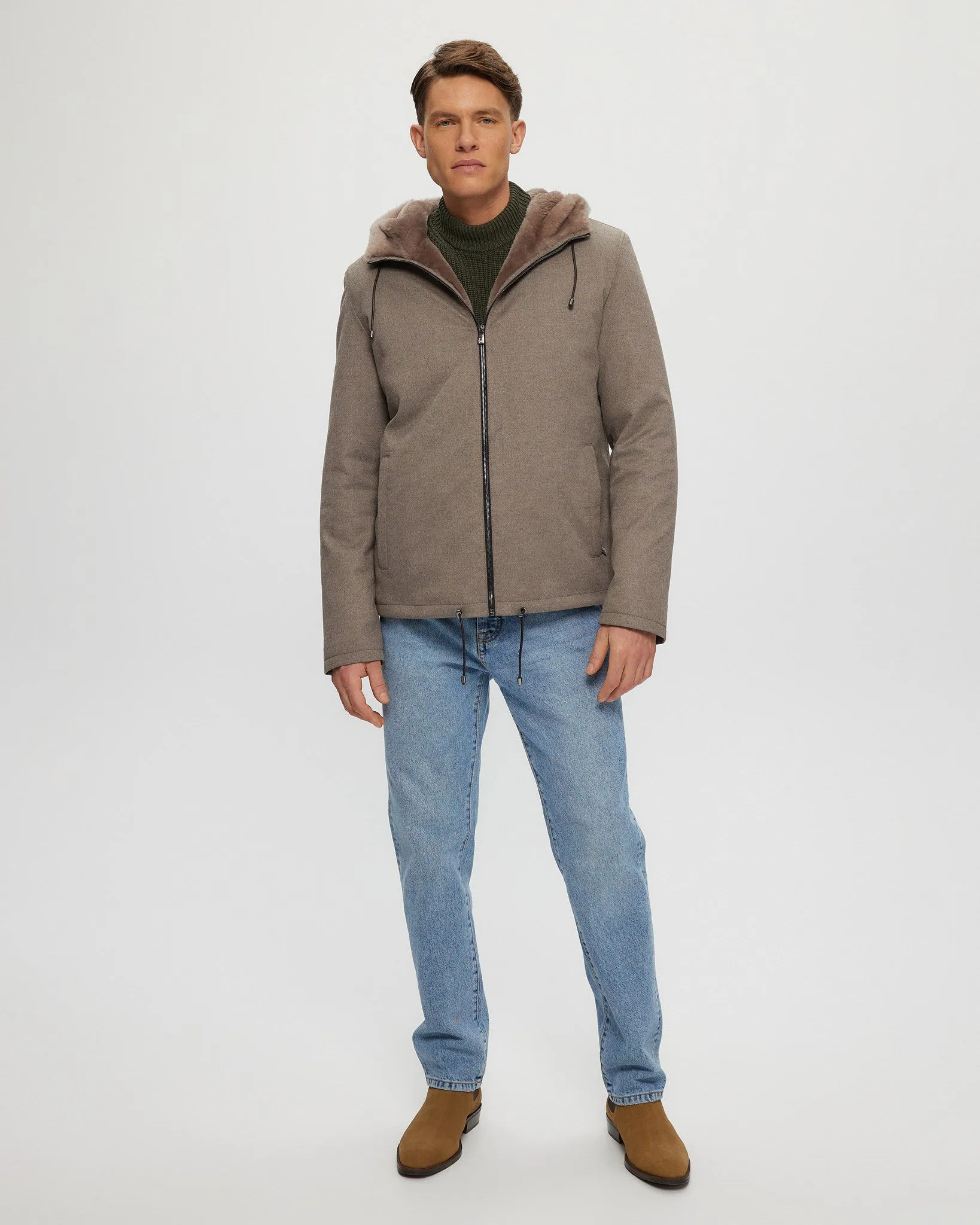 Men's Fabric Parka with Select Shearling Lamb Lining