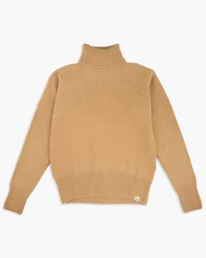 Merz B Schwanen Good Basics LOCT01 Merino Wool & Cashmere Relaxed Turtleneck Pullover - Toffee