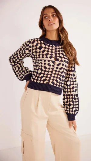 Meyer Crochet Knit Jumper - Navy Multi