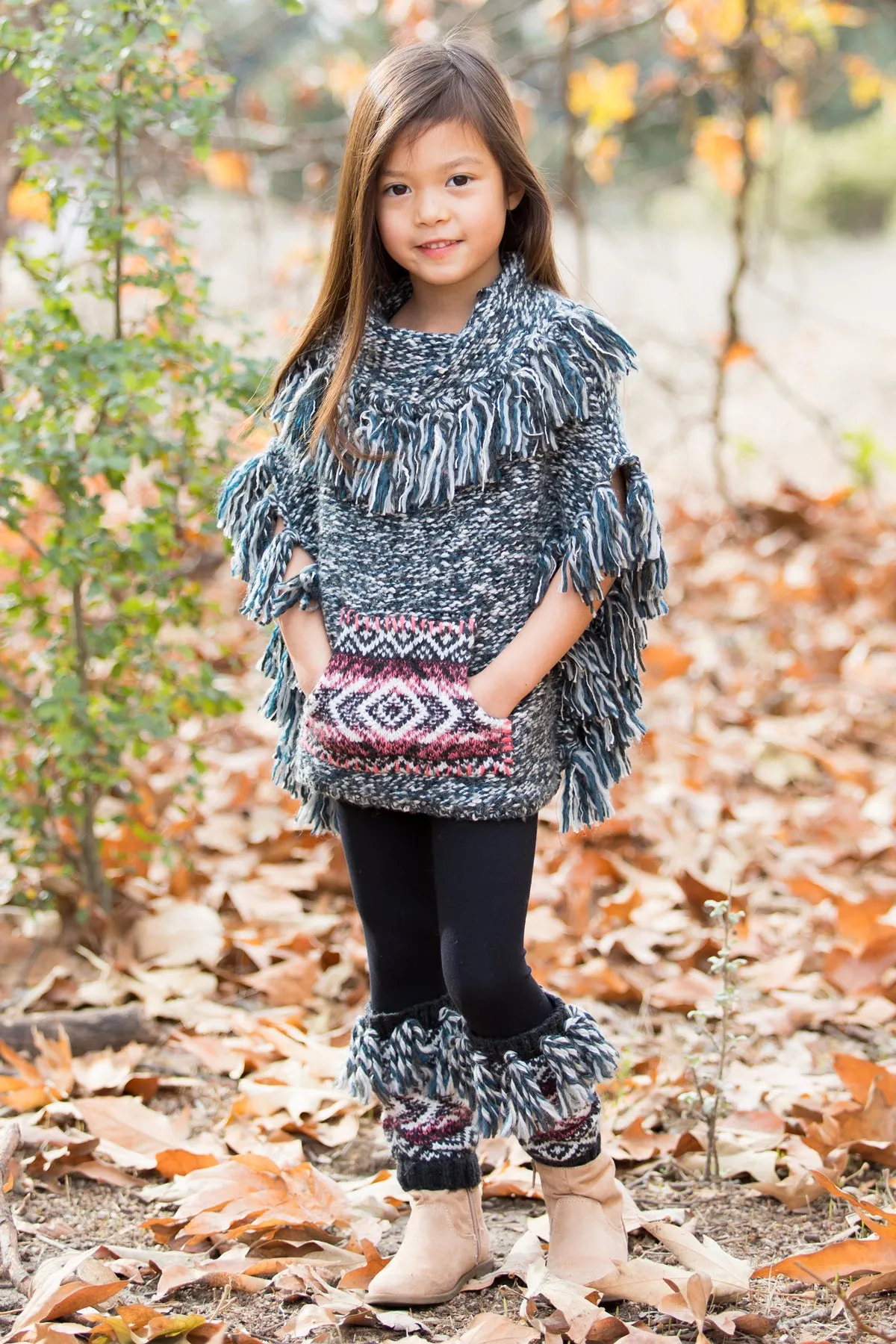 Mimi & Maggie Fringe Jacquard Girls Leggings