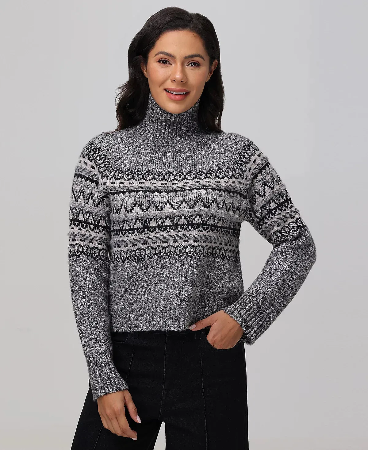 Mock Neck Fairisle Pullover