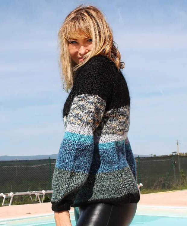 Mohair Multicolor Turtleneck Handknitted sweater