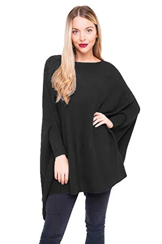 New Italian Ladies Women Batwing Tassels Poncho Knitted Winter Shawl