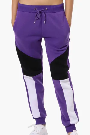 New Look Colour Block Fleece Joggers - Purple