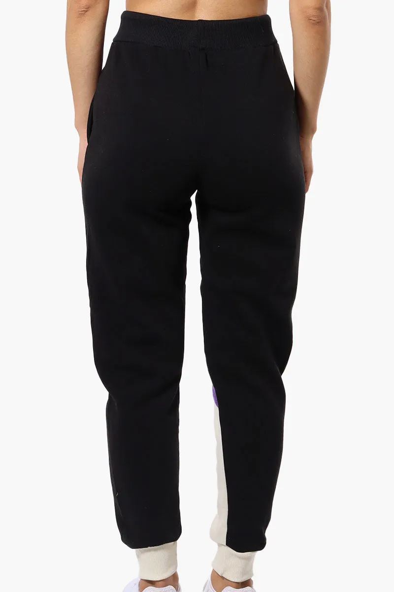 New Look Fleece Colour Block Joggers - Black