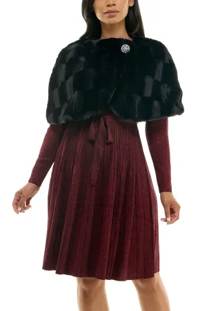 Nina Leonard Wrap over faux fur capelet with crystal closure