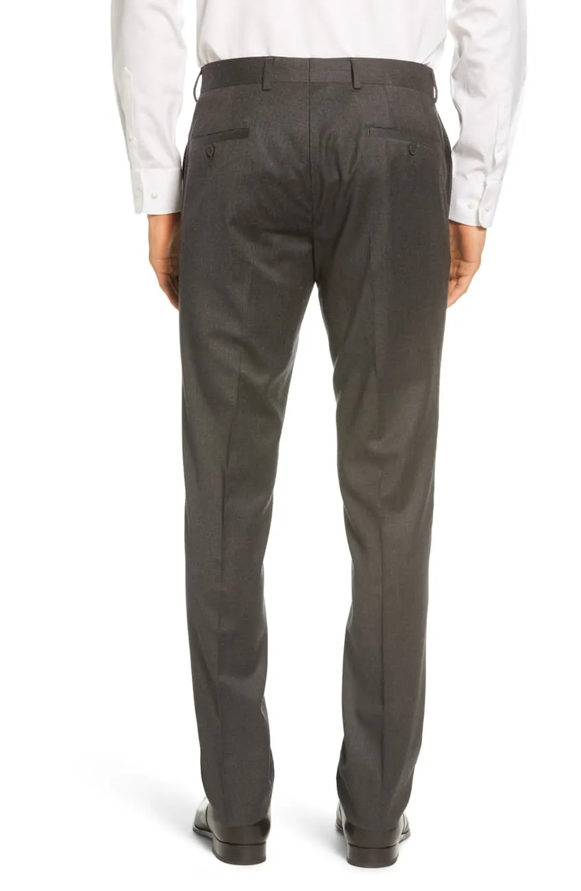 NORDSTROM MEN'S SHOP Trim Fit Flannel Wool Dress Pants