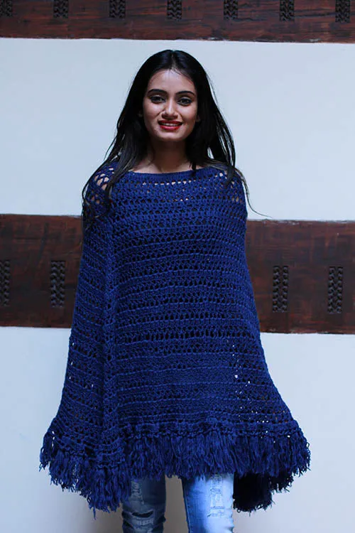 Okhai "Hug Me" Hand Knitted Pure Wool Poncho | Rescue