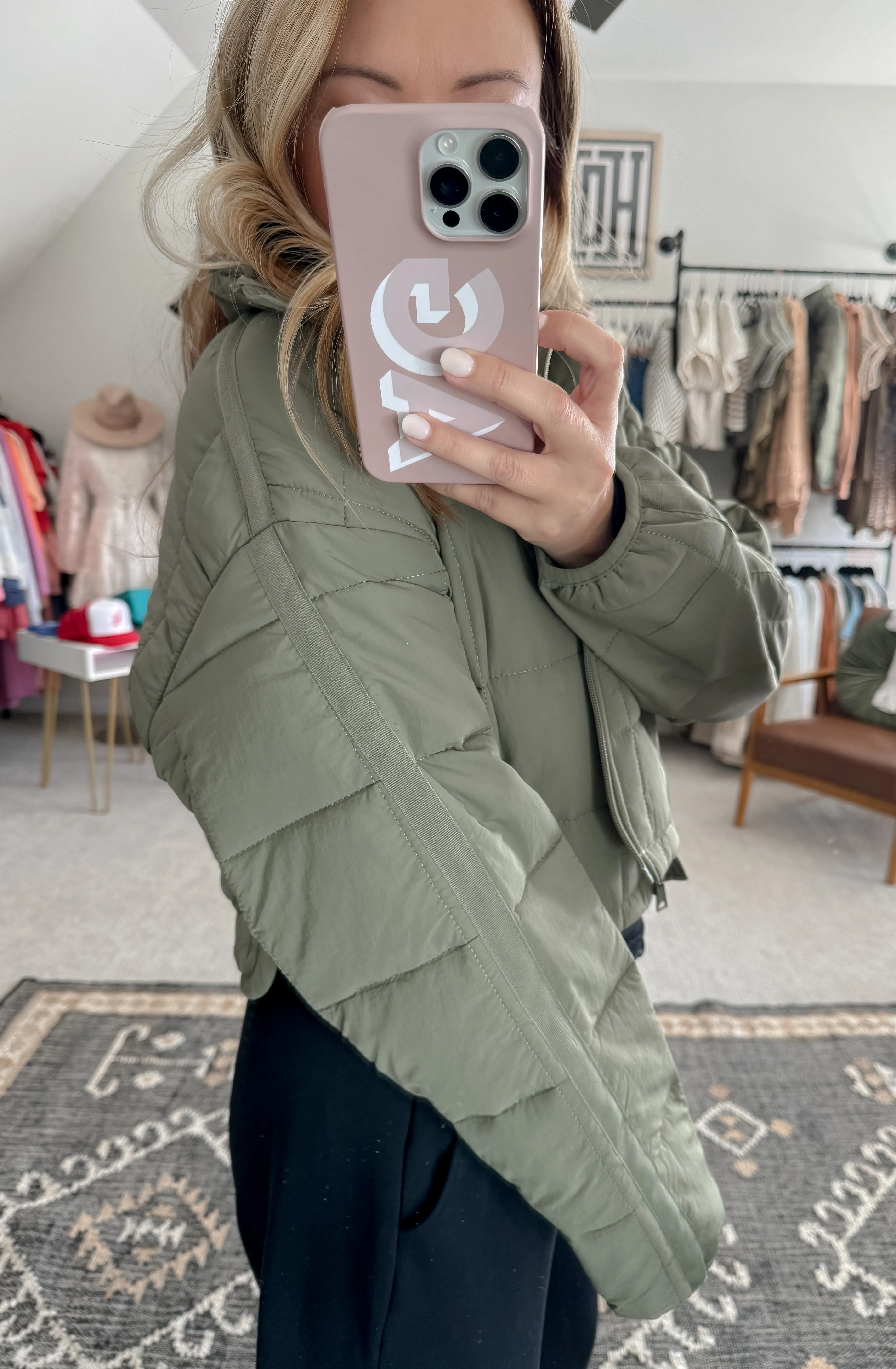 Olive Lightweight Puffer Jacket