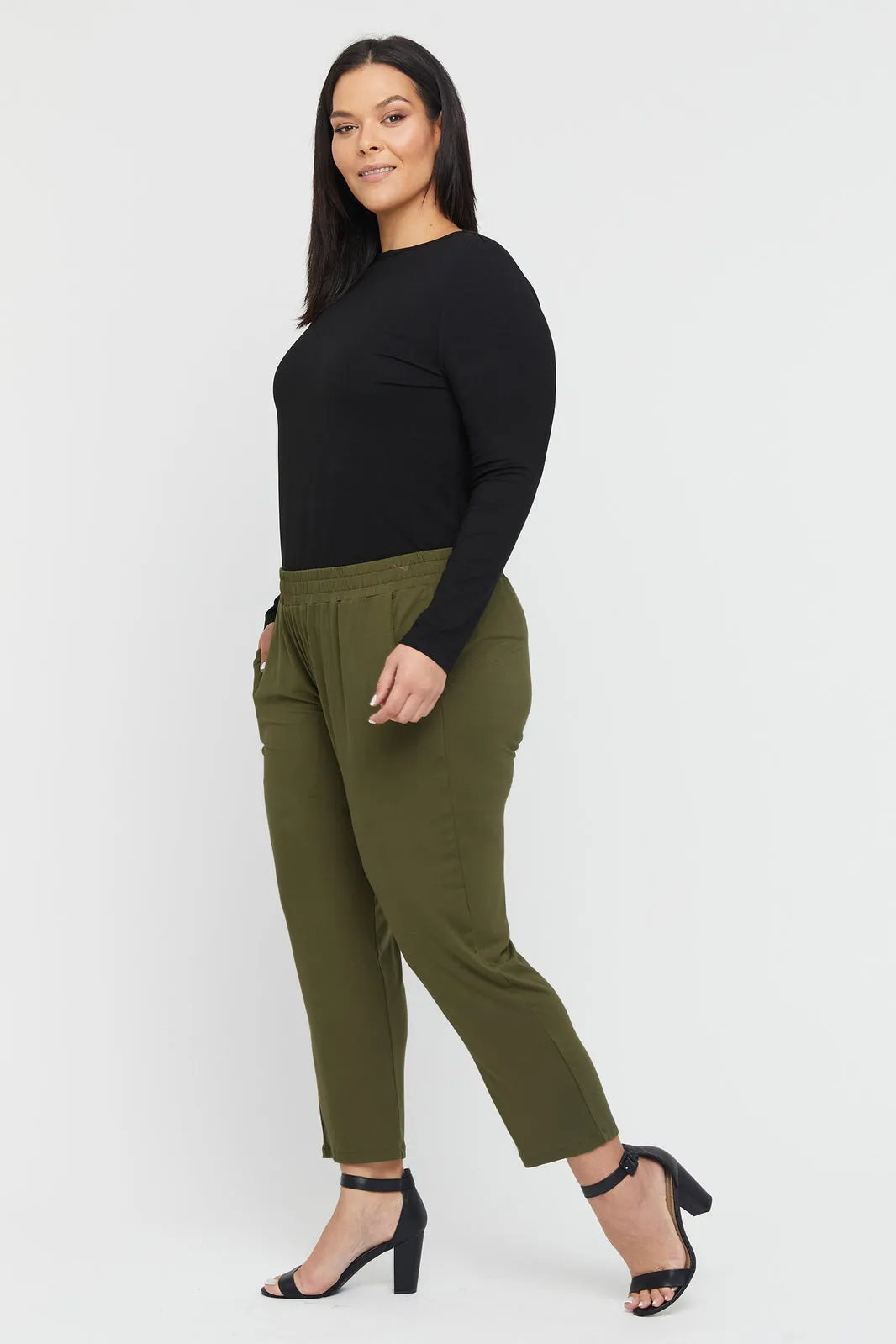 Peggy Bamboo Maternity Trouser - Dark Olive