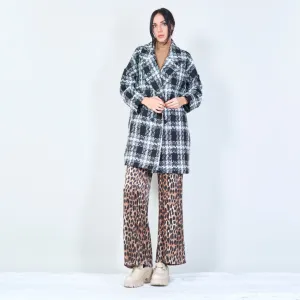 Plaid double-breasted coat wholesale