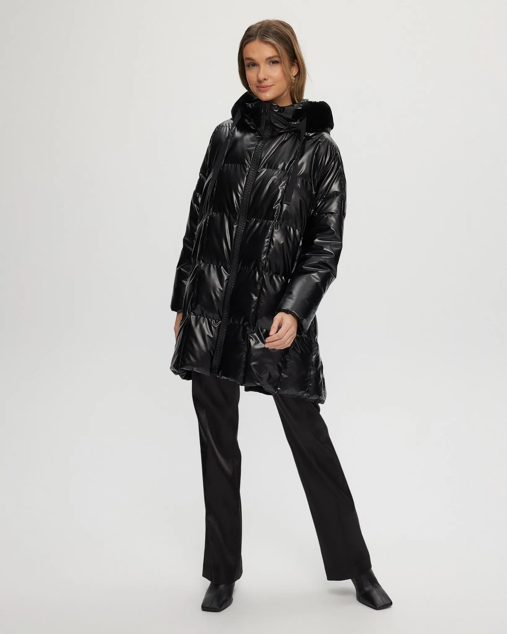 Quilted Parka with Select Shearling Lamb Hood Trim