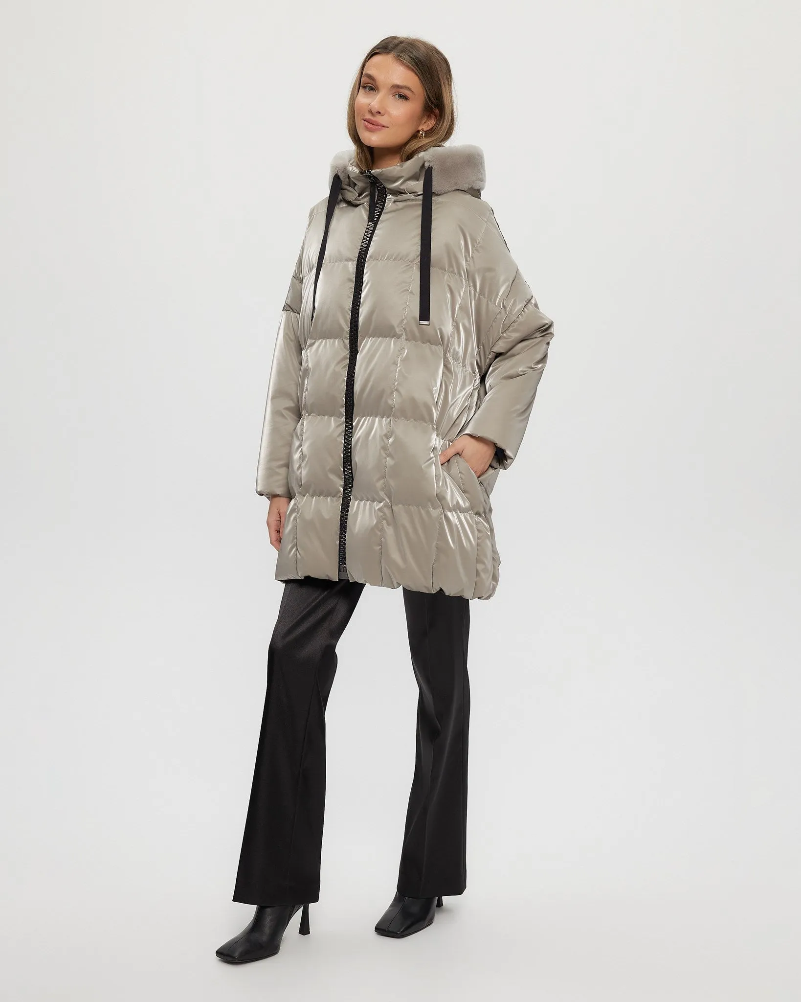 Quilted Parka with Select Shearling Lamb Hood Trim