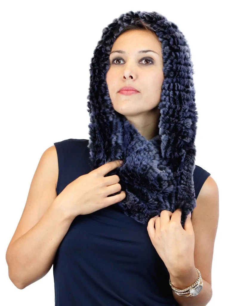 REX RABBIT FUR COWL NECK CIRCULAR STRETCH SCARF