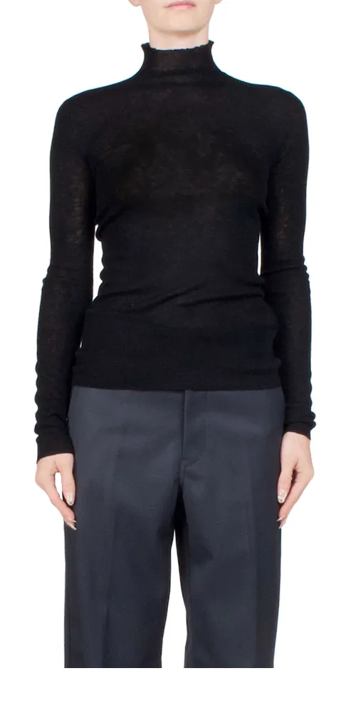 Rib Mock Neck Black