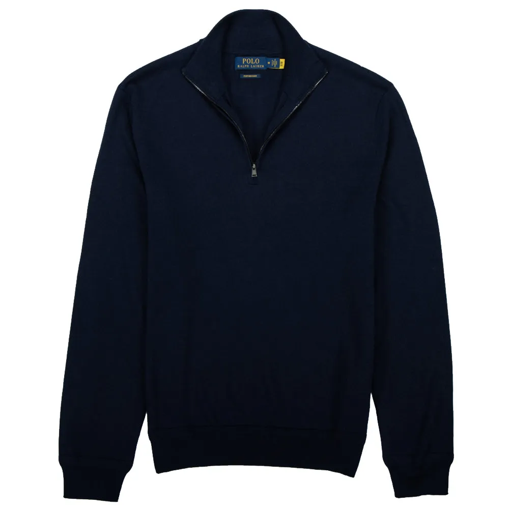 RLX Polo Golf Mock Neck Quarter-Zip Refined Navy Mens Sweater