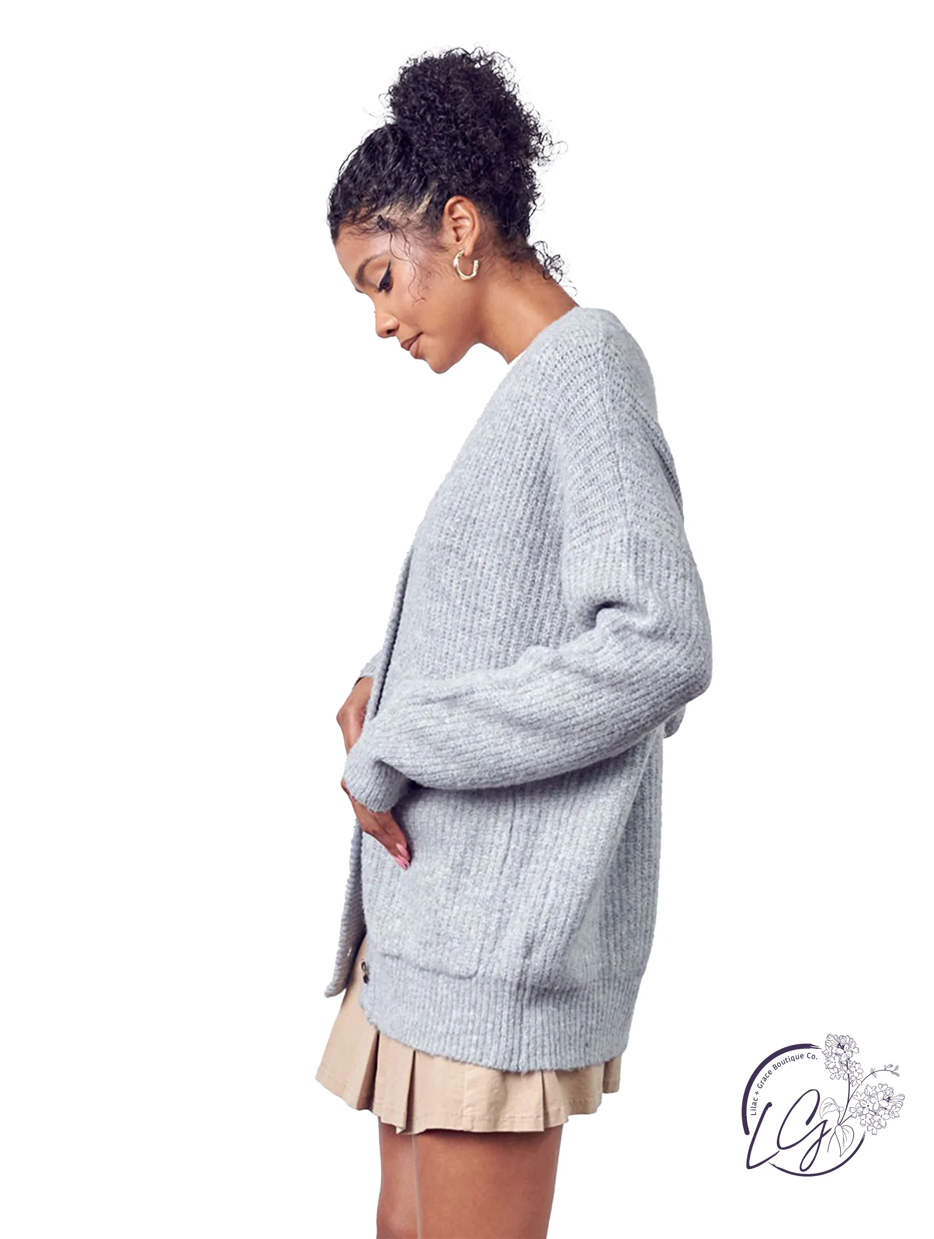 Staying On My Mind Ribbed Oversized Cardigan