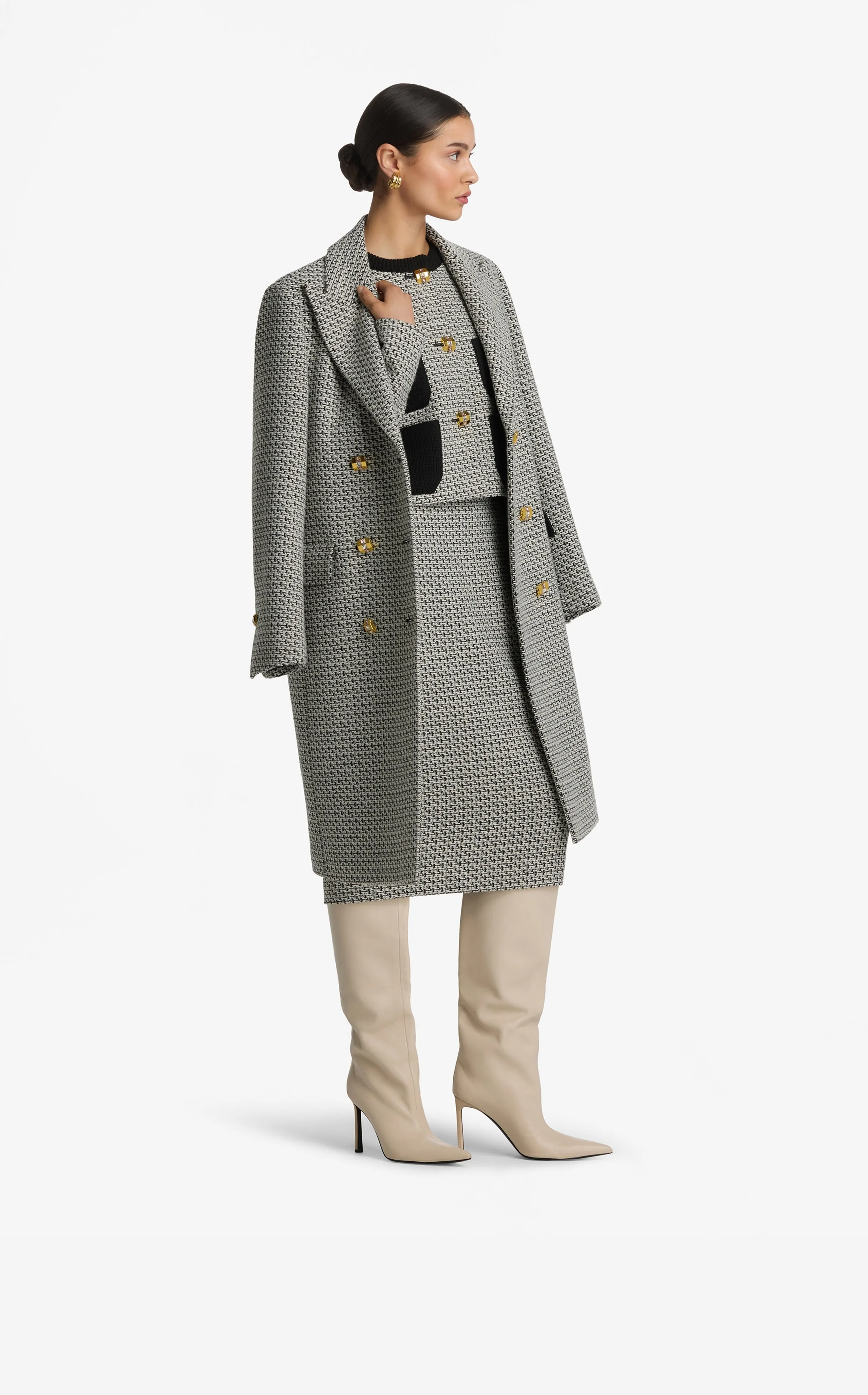 Textured Tweed Coat