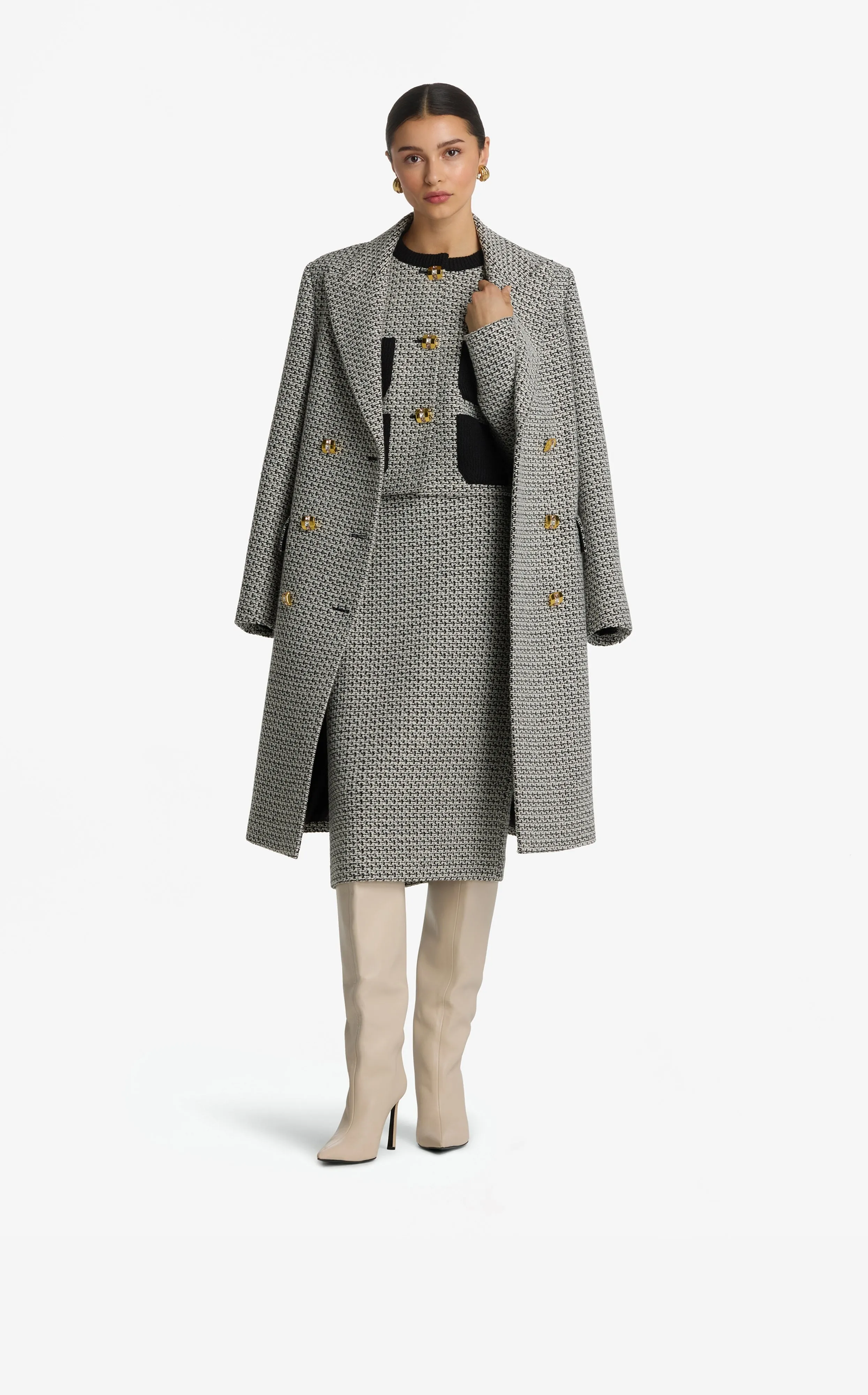 Textured Tweed Coat