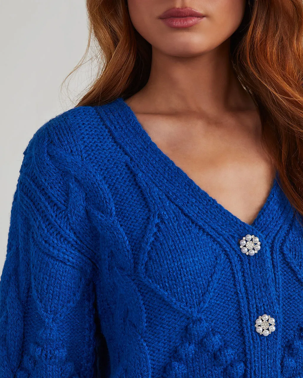 The Key To Chic Cable Knit Pom Cardigan