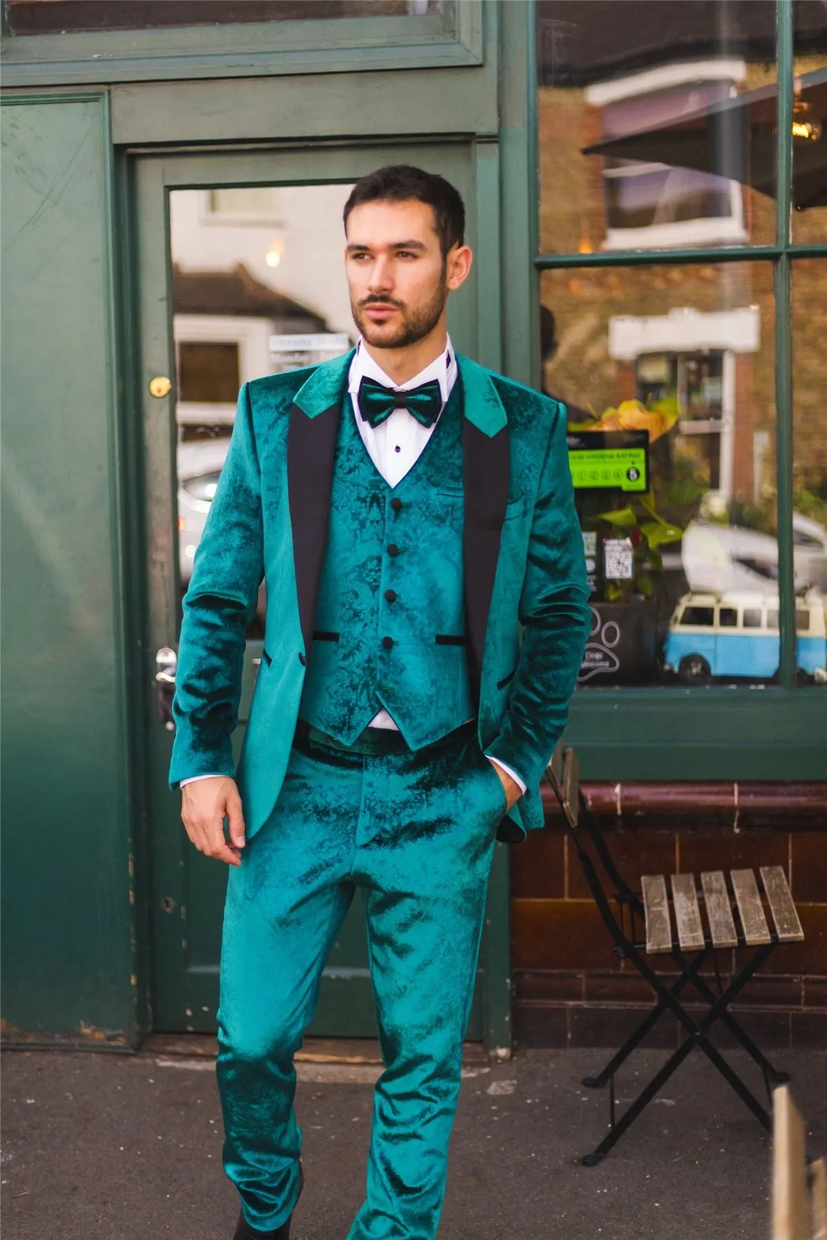 TruClothing AK-25 - Men's Green 3 Piece Wedding Tuxedo Suit