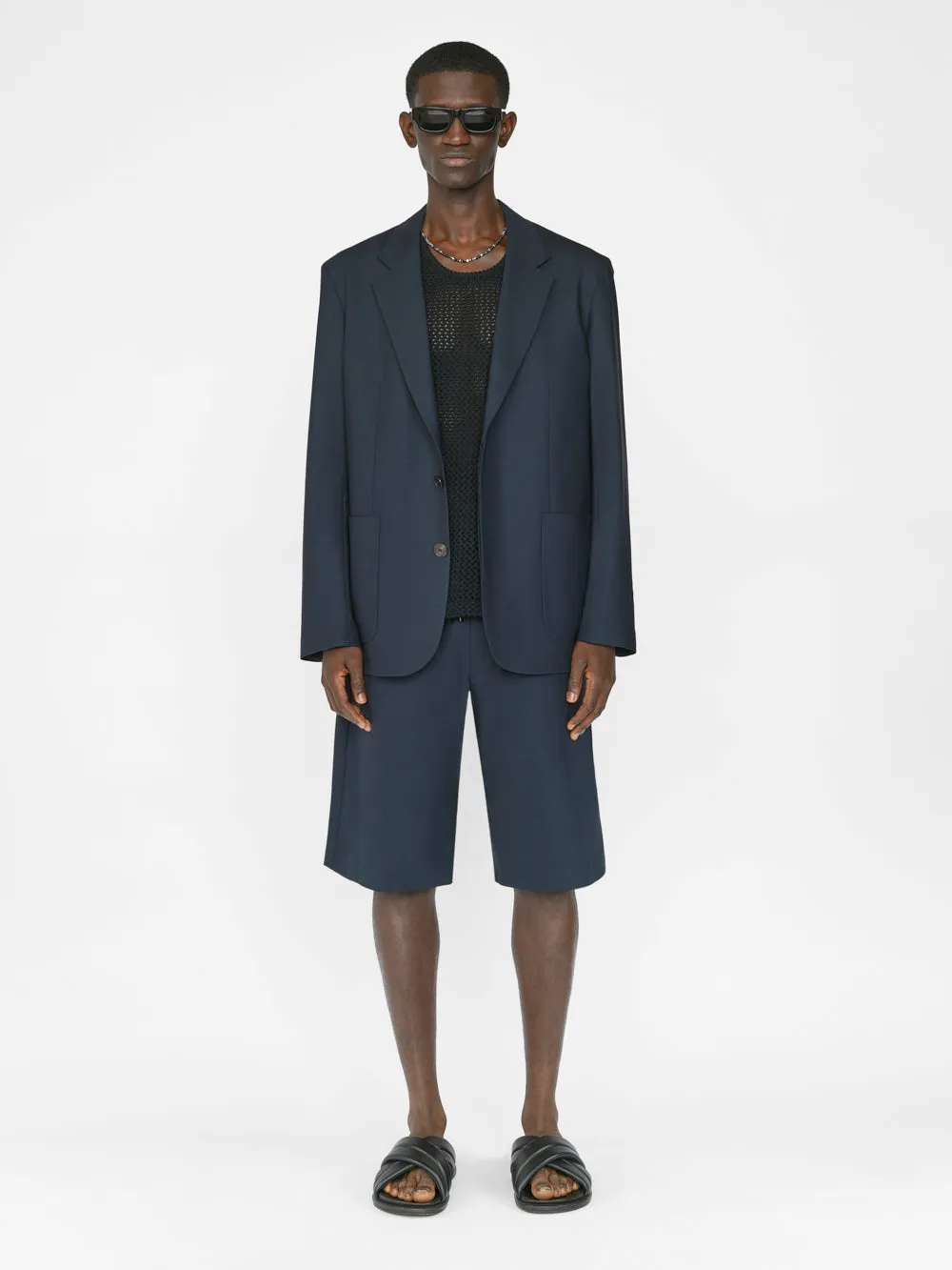 Unstructured Wool Blazer -- Dark Navy