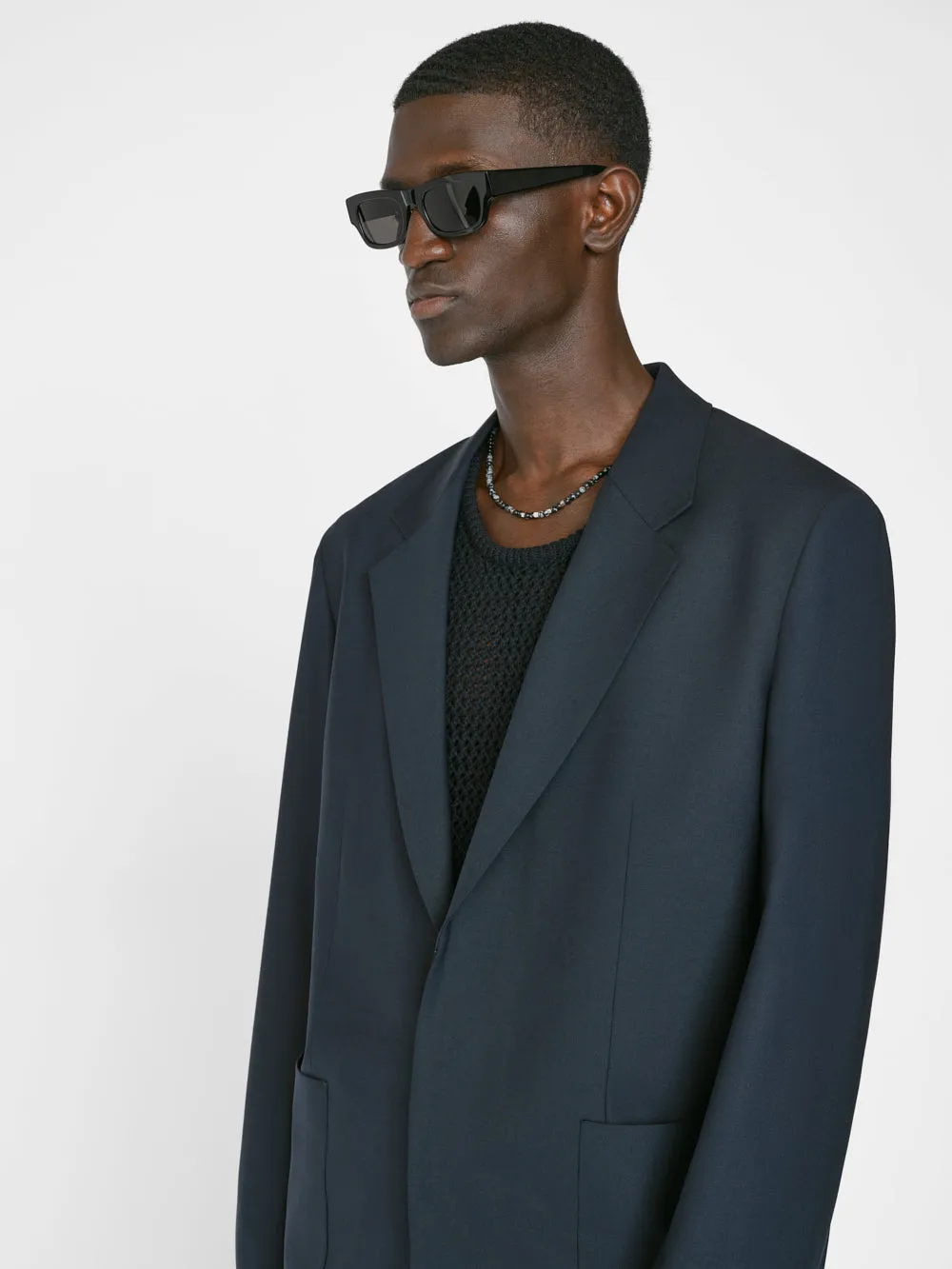 Unstructured Wool Blazer -- Dark Navy