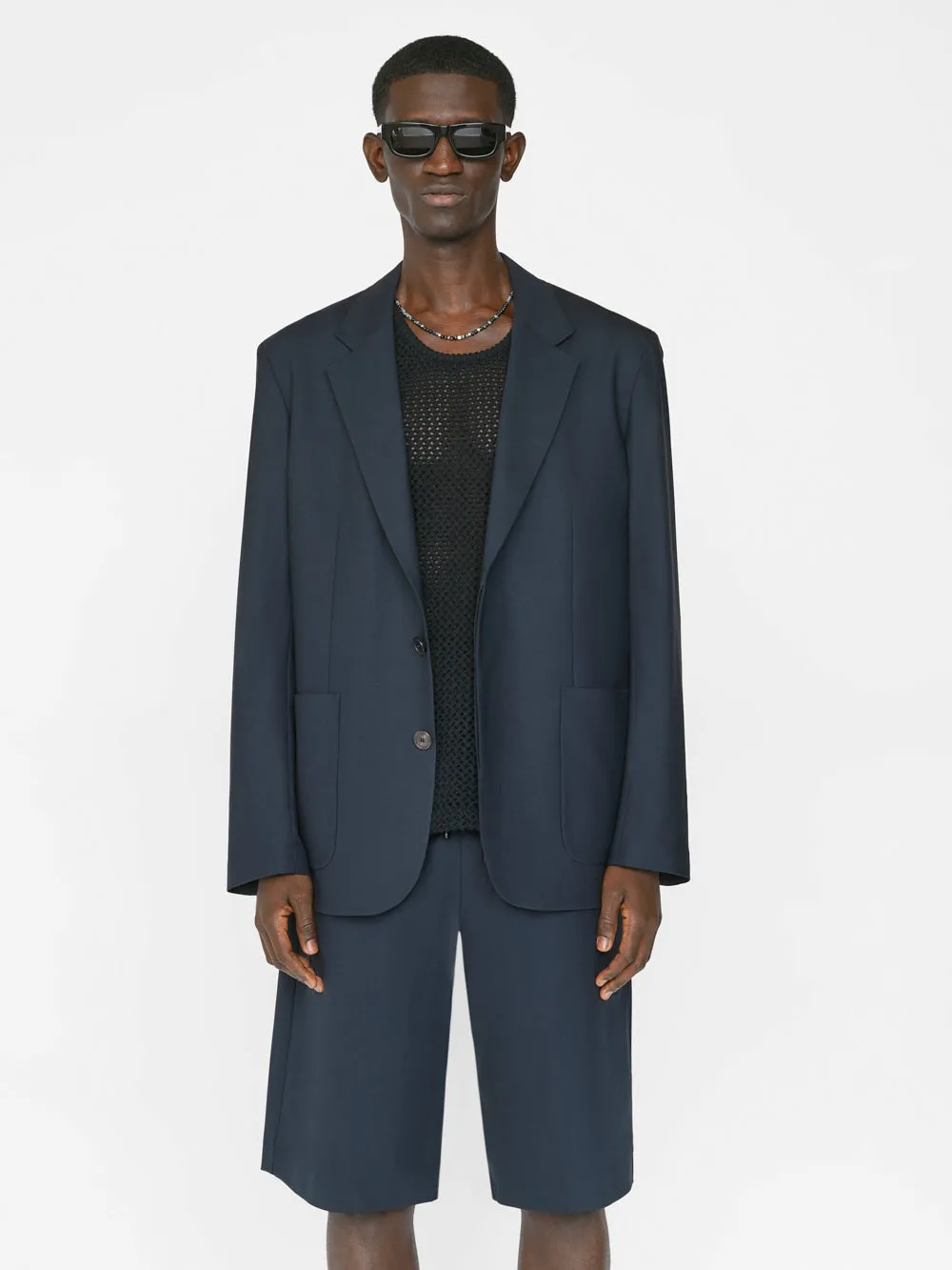 Unstructured Wool Blazer -- Dark Navy