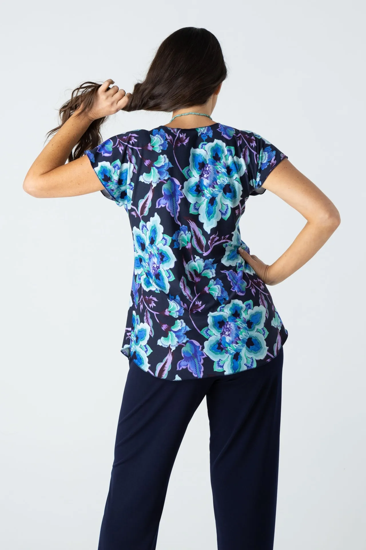 Velvet Print Short Sleeve Jersey Top