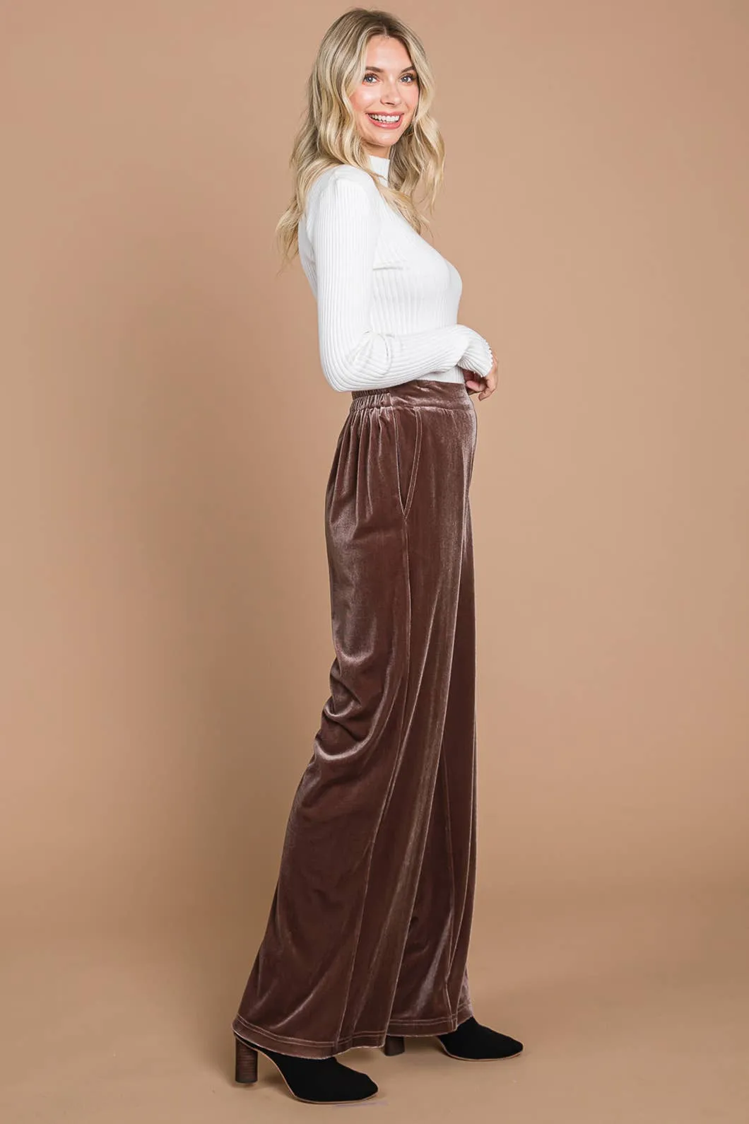 Velvet Wide Leg Pants