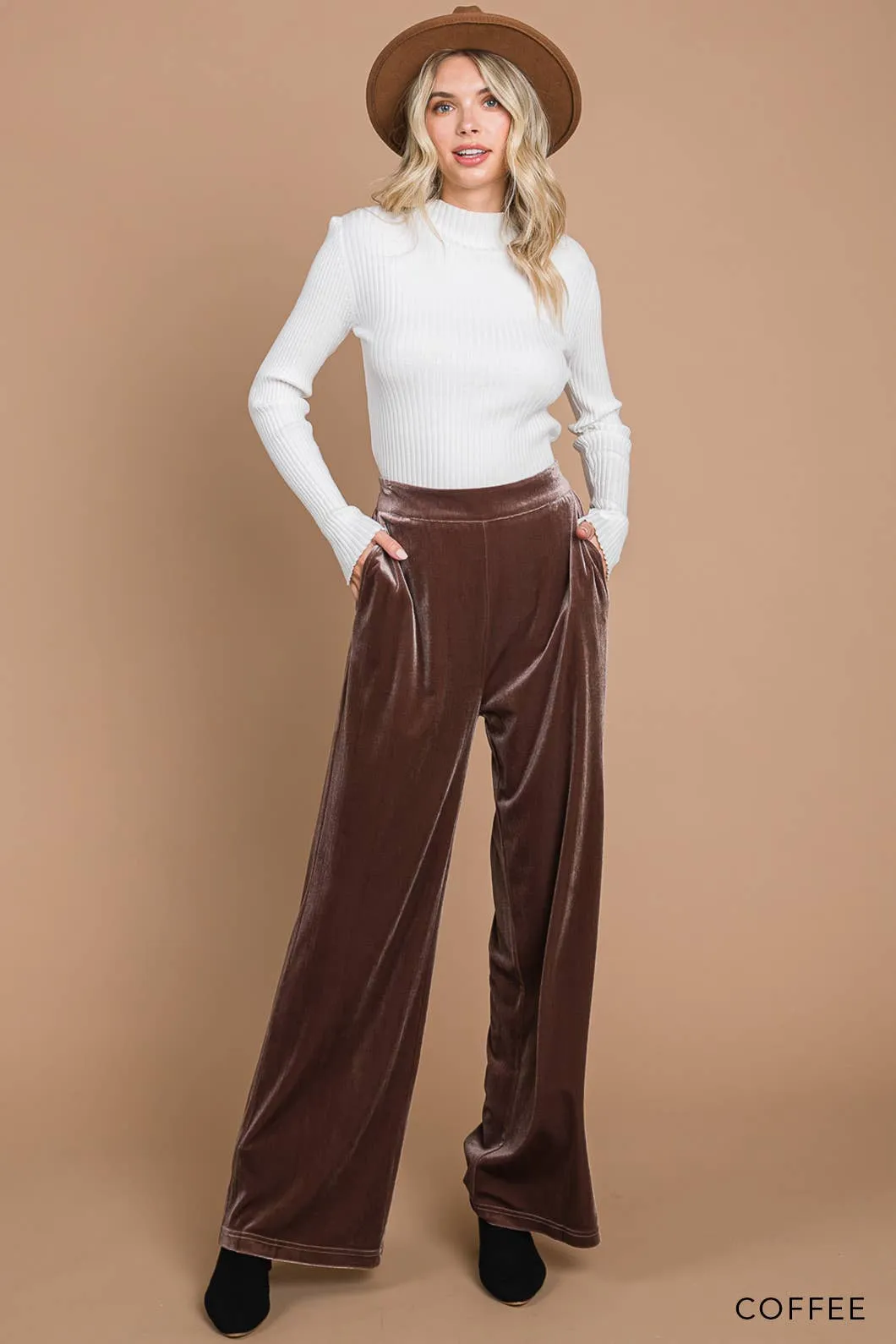 Velvet Wide Leg Pants