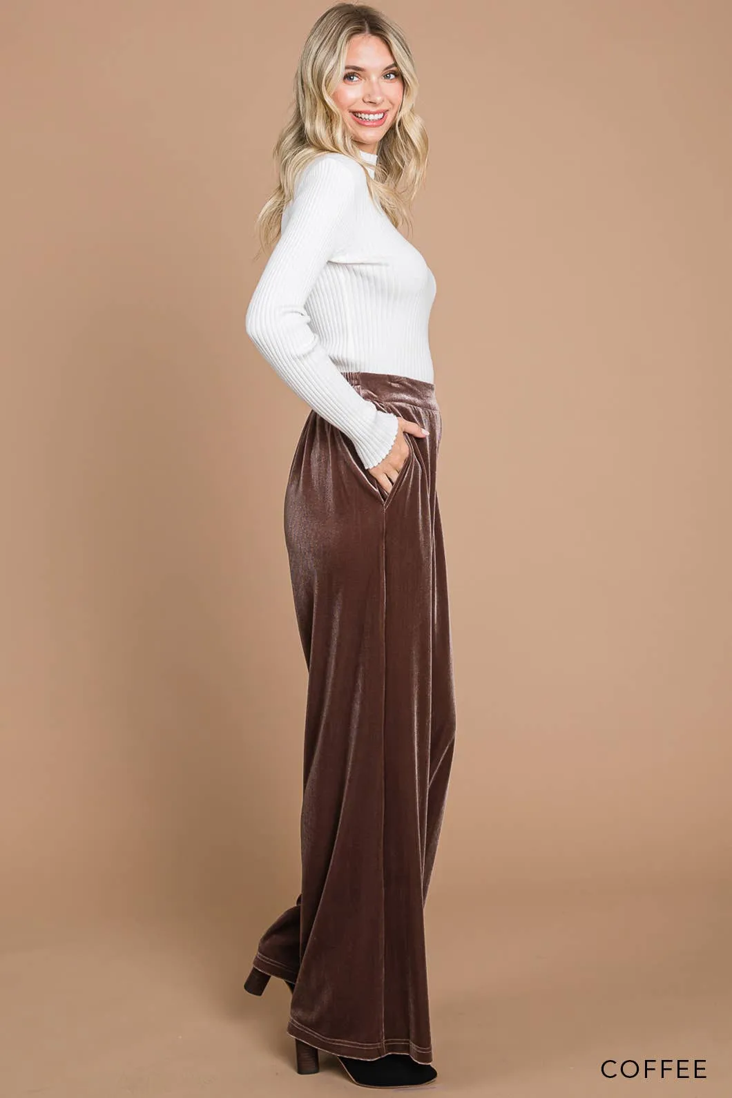 Velvet Wide Leg Pants