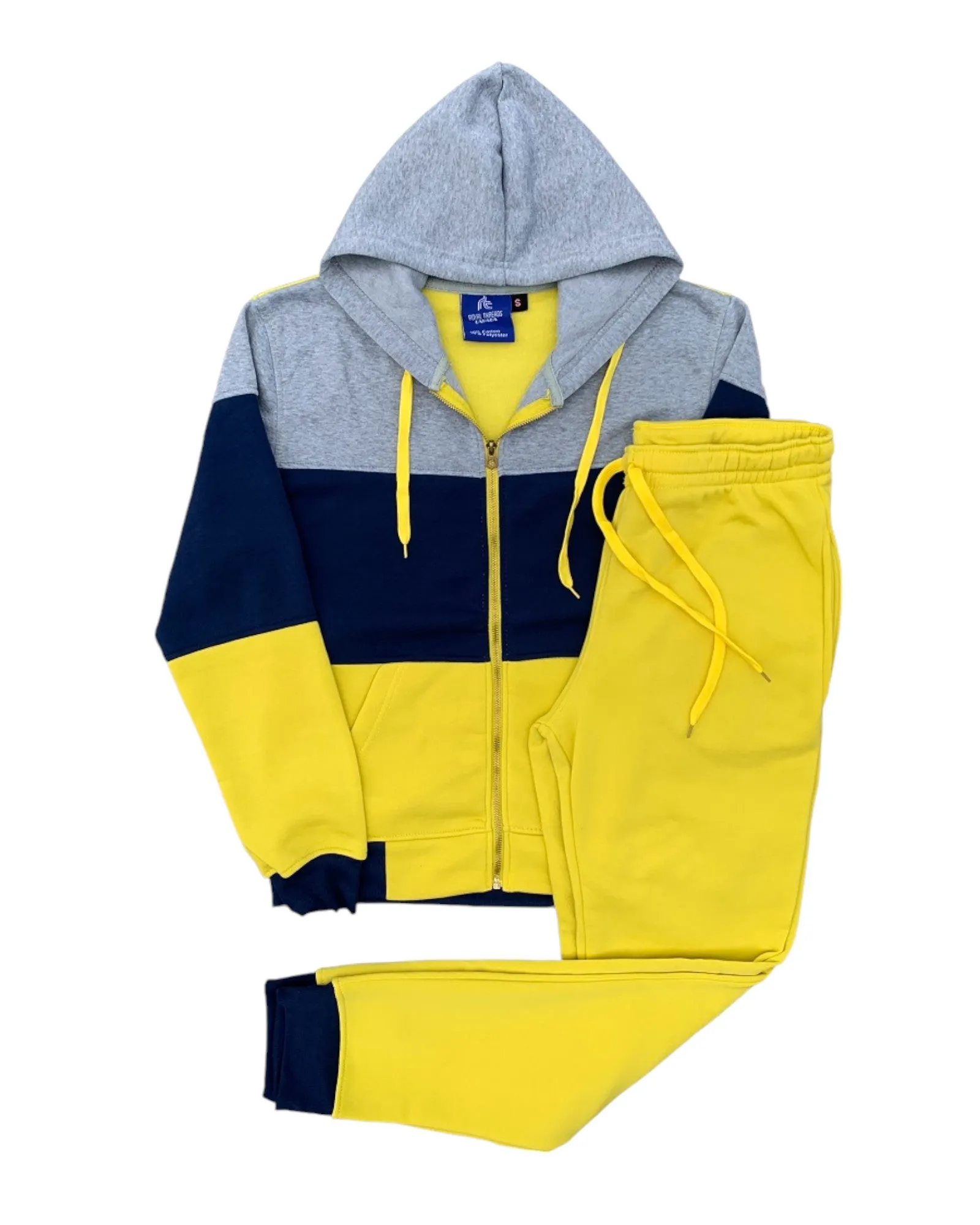 Women's ColorBlock Fleece SweatJacket and Jogger Sweatpants 2-Piece Fleece Suit