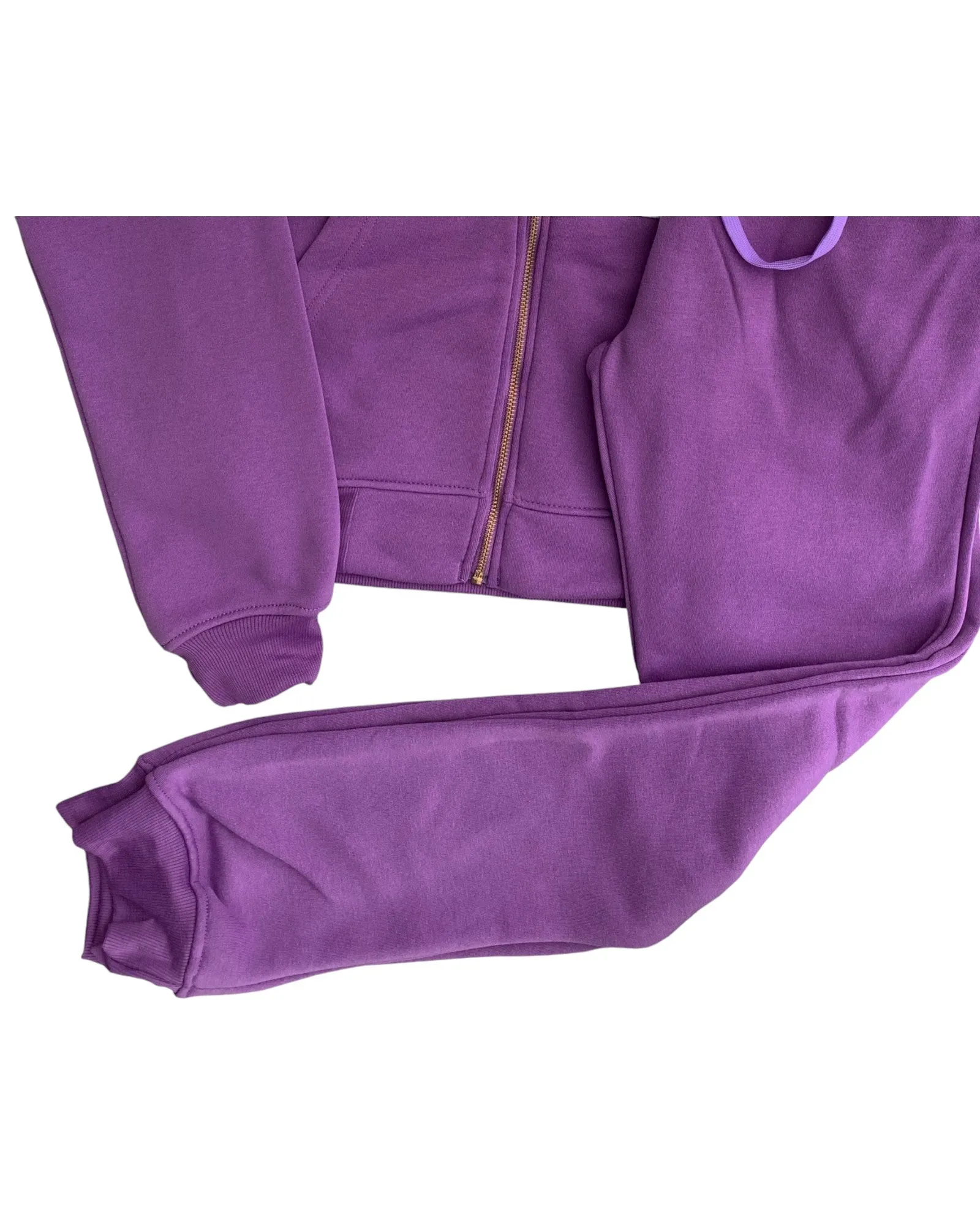 Women's ColorBlock Fleece SweatJacket and Jogger Sweatpants 2-Piece Fleece Suit