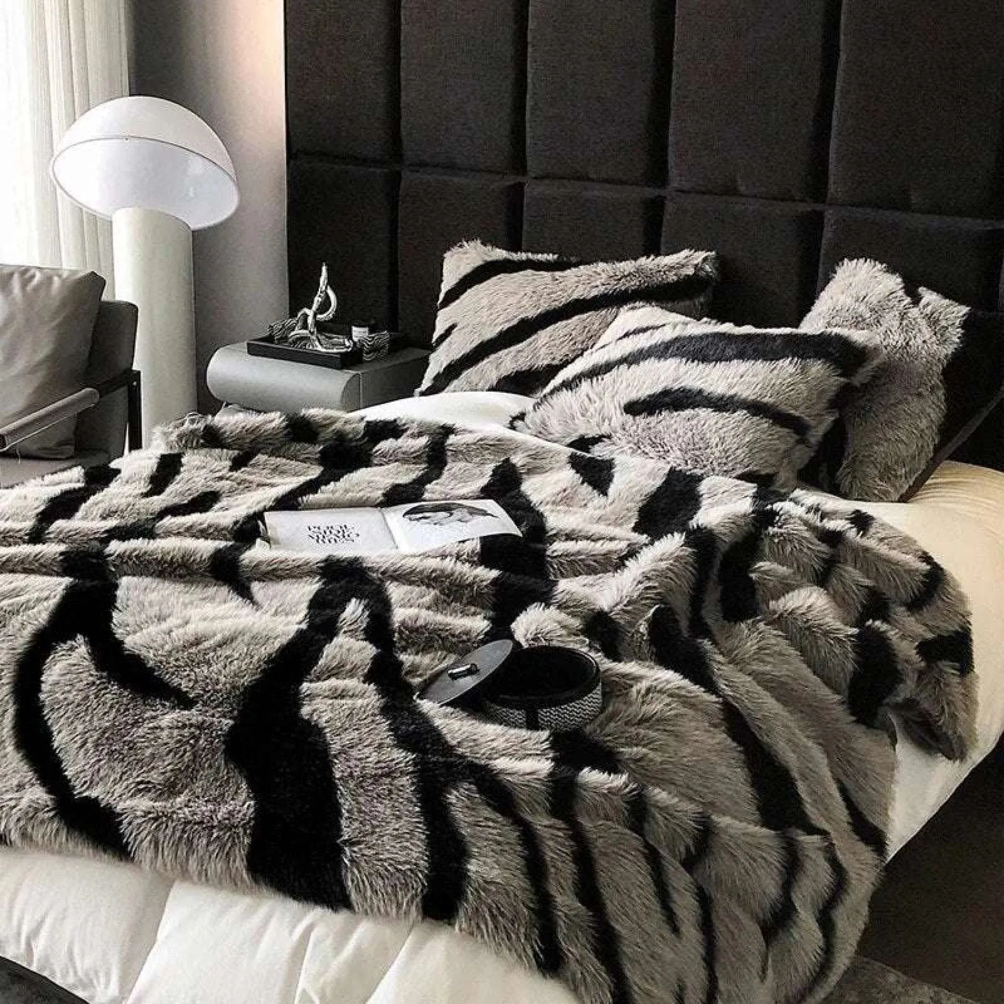 Zebra Print Luxury Faux Fur Blanket